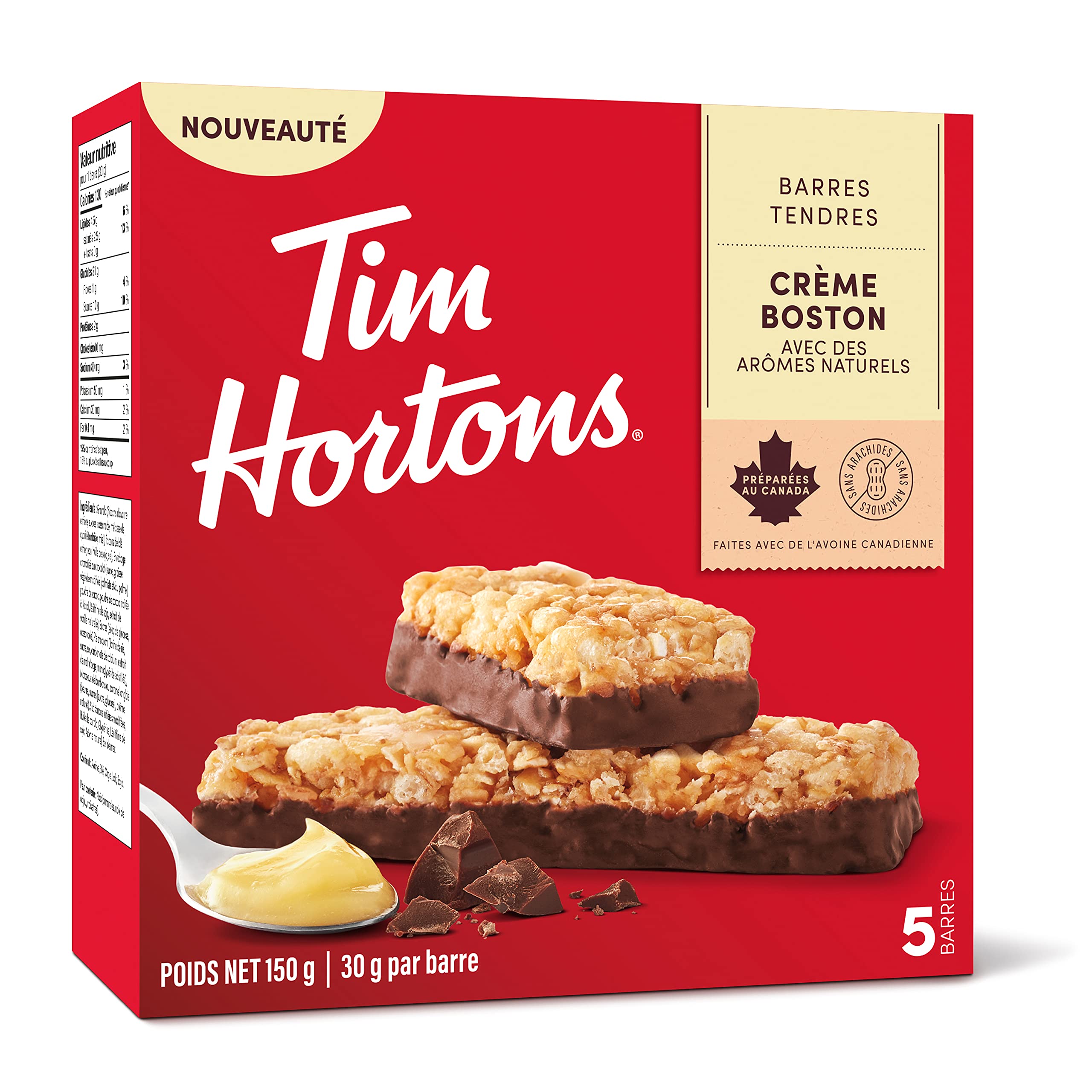 Amazon.com: Tim Hortons Boston Cream Granola Bars, Peanut Free, 5